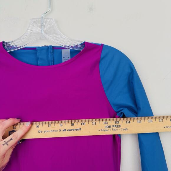 Roxy Girls Whole Body Blue And Purple Long Sleeve Rash Guard Size L - Picture 2 of 6